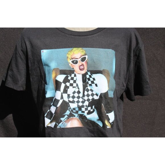 New Women's Black Cardi B Music Video Crop Top T Shirt Size Large - Picture 2 of 3